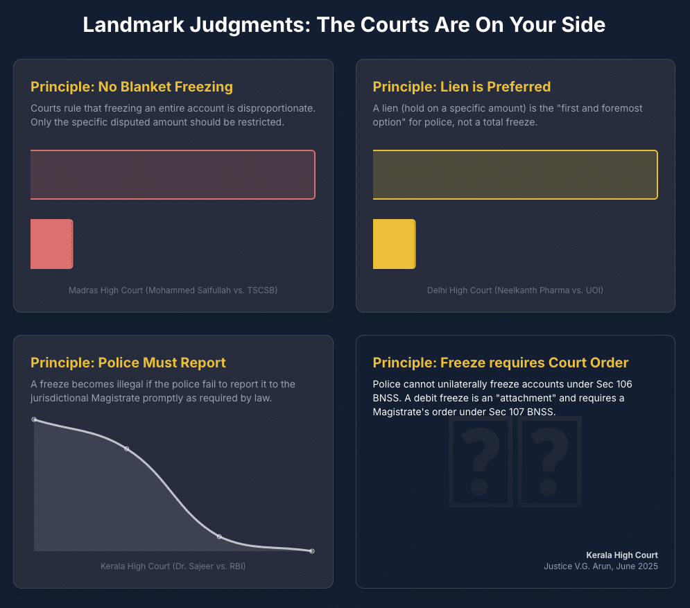 Unfreeze Bank Account Cybercrime India Bank Account Freeze Legal Advice India NCRP 1930 BNSS IT Act 2000 High Court India Banking Ombudsman Cyber Law Financial Fraud Police Complaint Lien On Account Right To Information Indian Law Article 226 Debit Freeze Cyber Security RBI Legal Help