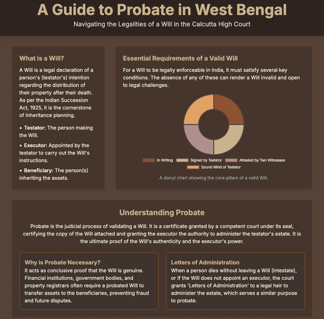 Probate Law India Calcutta High Court Indian Succession Act Probate Kolkata Will and Testament Estate Planning Succession Law Legal Advice India West Bengal Law Patras Law Chambers Testamentary Suit Inheritance Law Probate Process Executor Of Will Legal Heir Property Law Indian Lawyer Kolkata Lawyer High Court Procedure Landmark Judgments