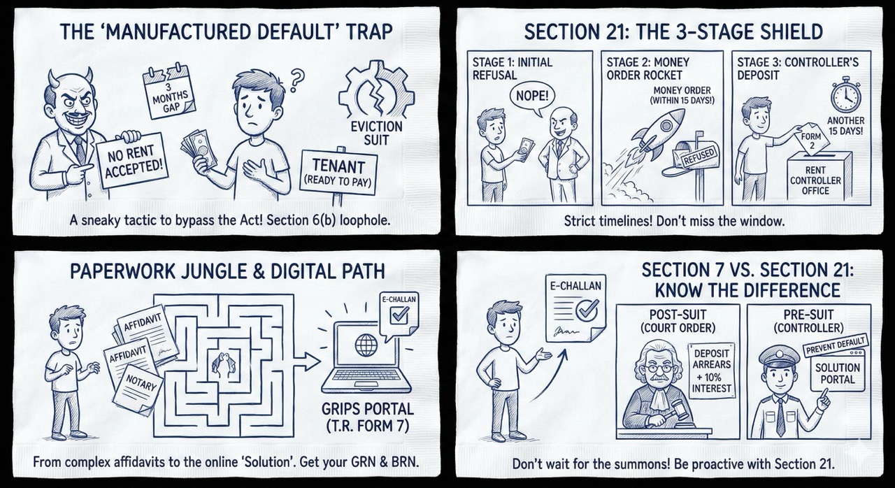 A landlord refuses to take rent from the tenant 