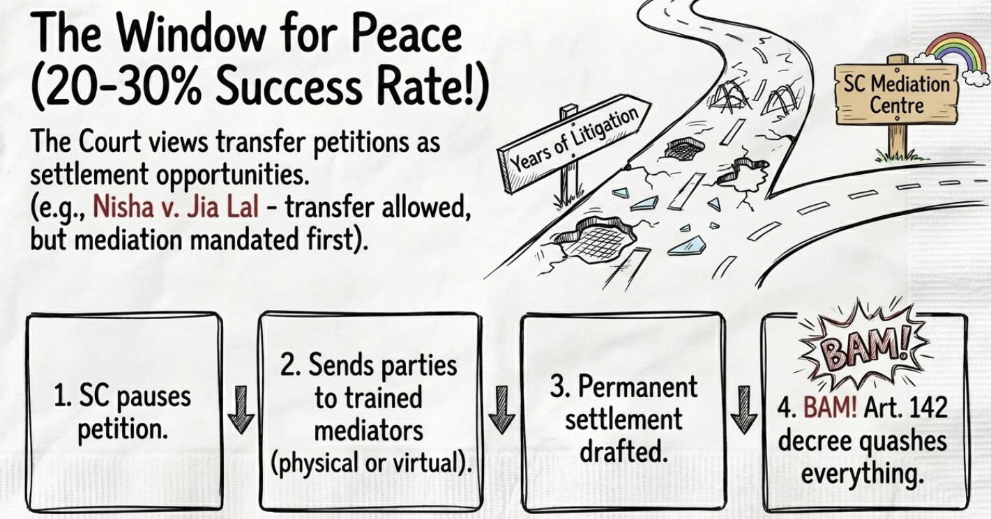 Supreme Court mediation and transfer application in divorce cases 