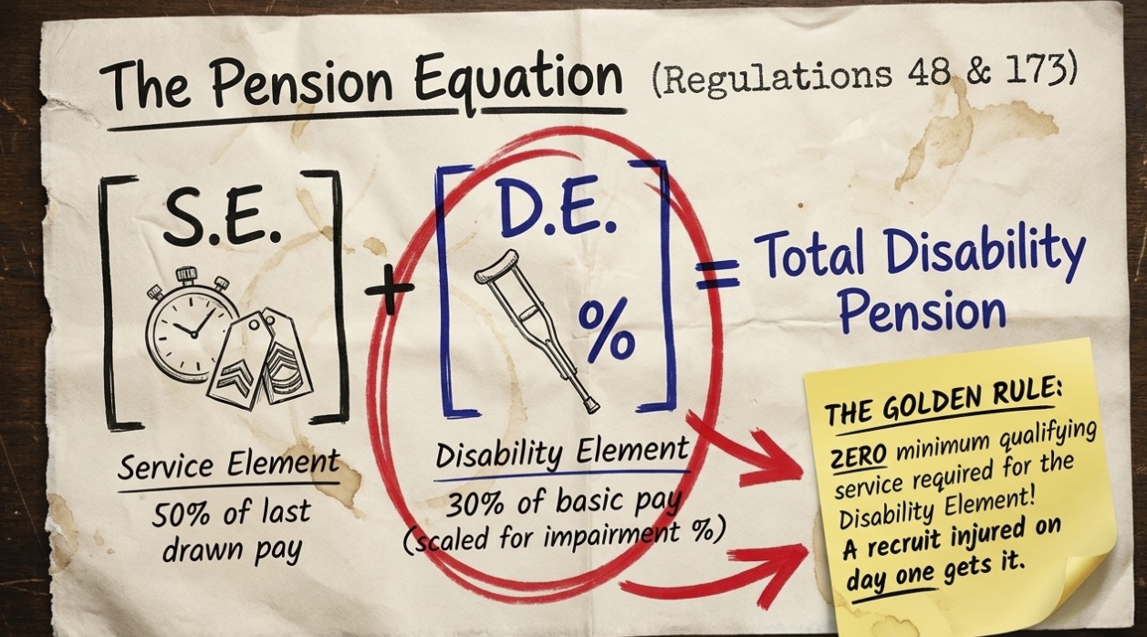 Diagram explaining medical invalidation, deemed invalidation and alternative employment with continued eligibility for disability pension benefits.