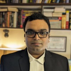 Advocate Sudip Patra of Patra's Law Chambers, IIT Kharagpur alumnus, in court robes at the firm's Kolkata chambers