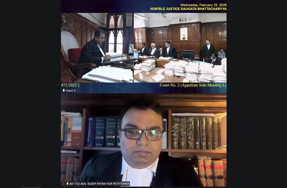 Advocate Sudip Patra appearing before the Calcutta High Court: Court No. 2 — Hon'ble Justice Saugata Bhattacharyya, Appellate Side monthly list. Adv. Sudip Patra for the Petitioner.