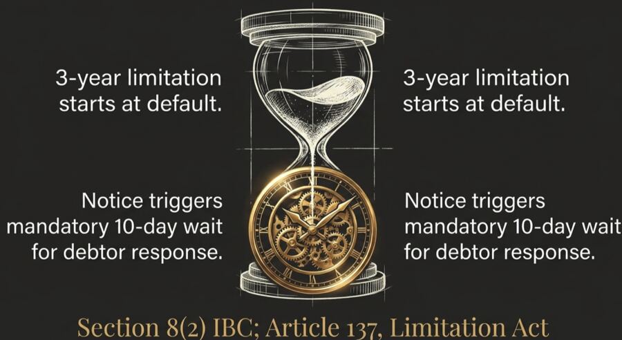 A gold multi-tool with blades labelled Contracts, Ledgers, and IU Records, illustrating that the Section 9(3)(c) financial certificate is directory, not mandatory, and default can be proved through alternative evidence