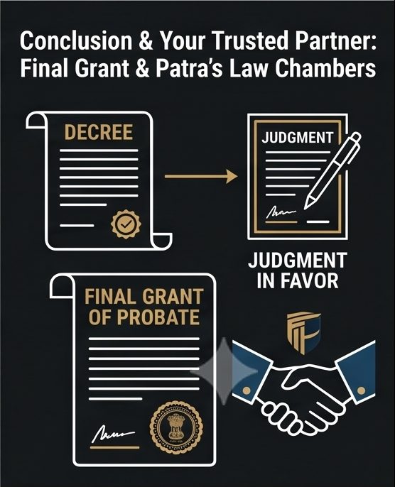 Decree and judgment in favour leading to the final Grant of Probate, with Patra's Law Chambers as a trusted partner in probate and contested Will matters