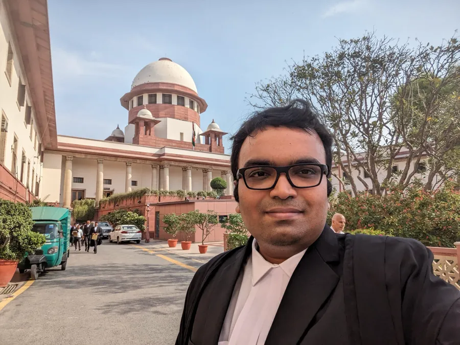 Advocate Sudip Patra outside the Supreme Court of India, New Delhi