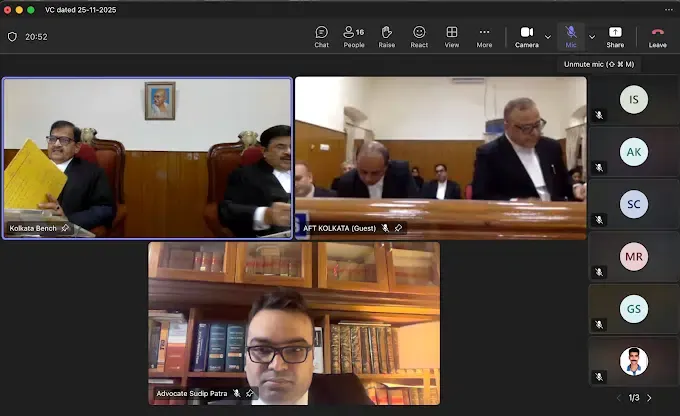 Advocate Sudip Patra appearing by video conference before the Armed Forces Tribunal Kolkata