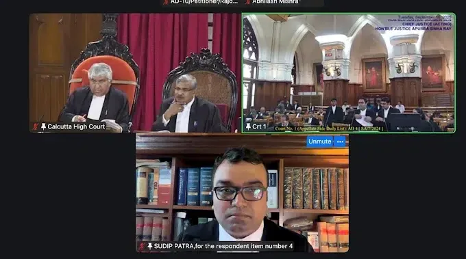 Video conference hearing of the Calcutta High Court with Advocate Sudip Patra appearing