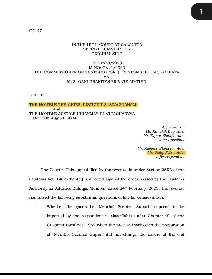 Calcutta High Court order in a civil revision application