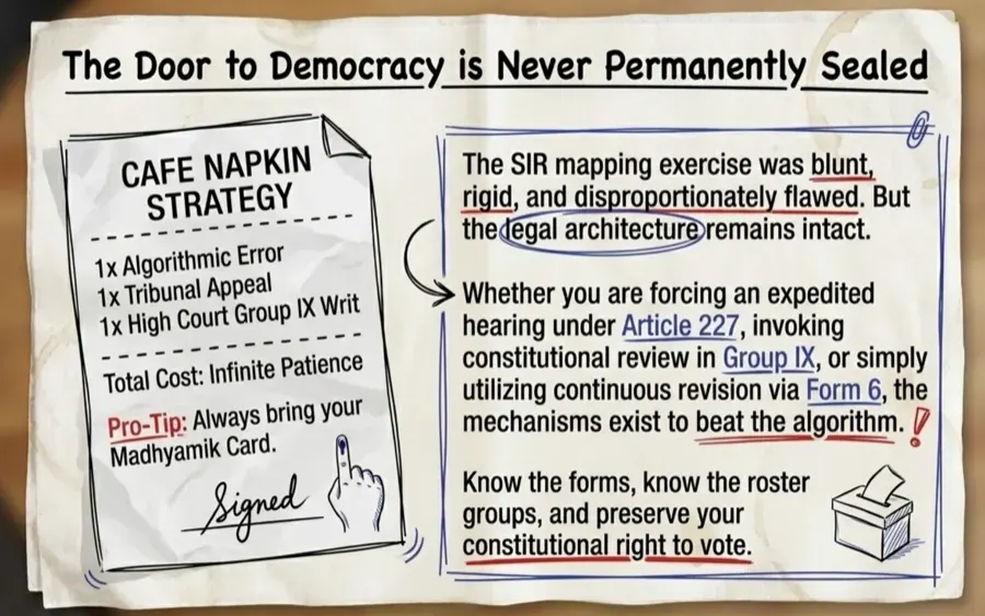 Closing infographic on the legal remedies available to a voter after an SIR deletion