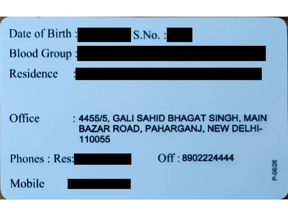 Both sides of the membership card of Advocate Sudip Patra, private details hidden
