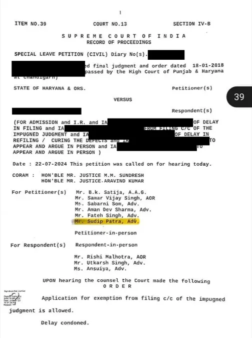 Calcutta High Court order with party names hidden